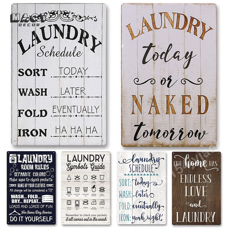 Home Bathroom Decor - Slogan Metal Tin Sign Laundry Room