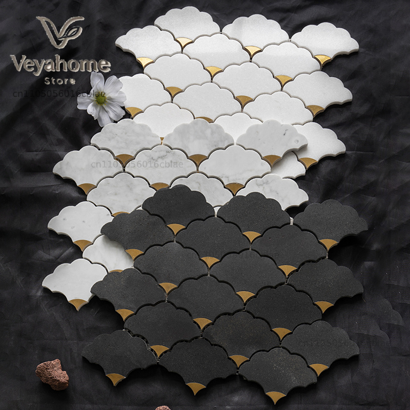 Home Bathroom Tiles Design - Natural stone water jet marble mosaic