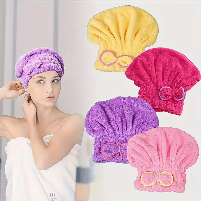 Home Bathroom Equipment - Quick Drying Hair Cap Women Bowtie