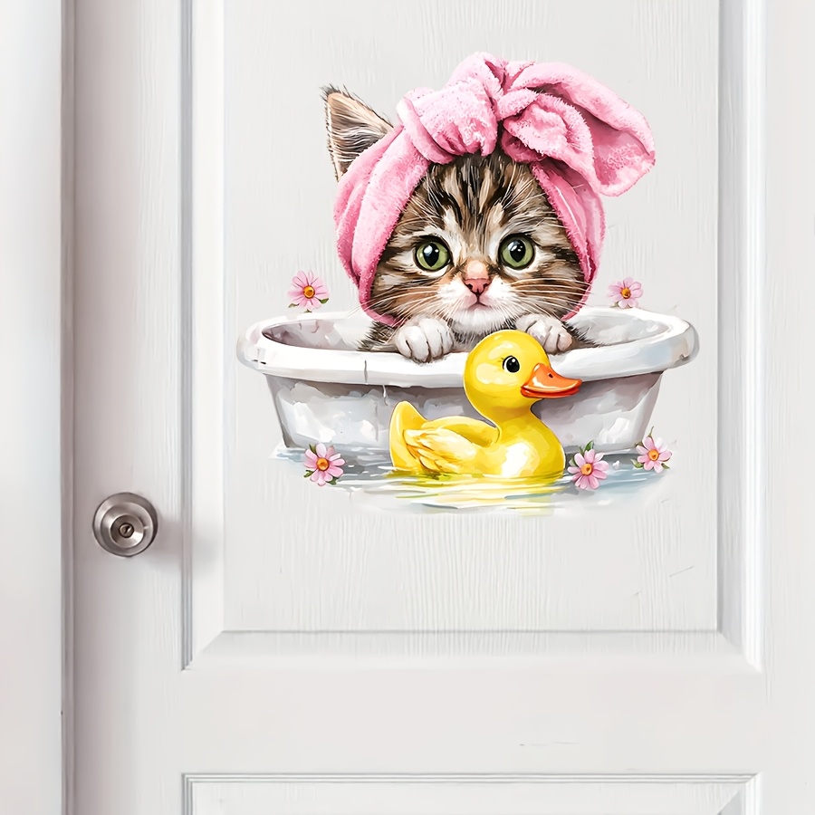 Home Bathroom Tiles - Cute cartoon Cat Bathroom Wall stickers