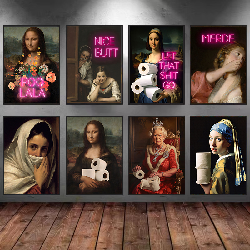 Home Bathroom Wear - Funny Bathroom Toilet Mona Lisa Wearing