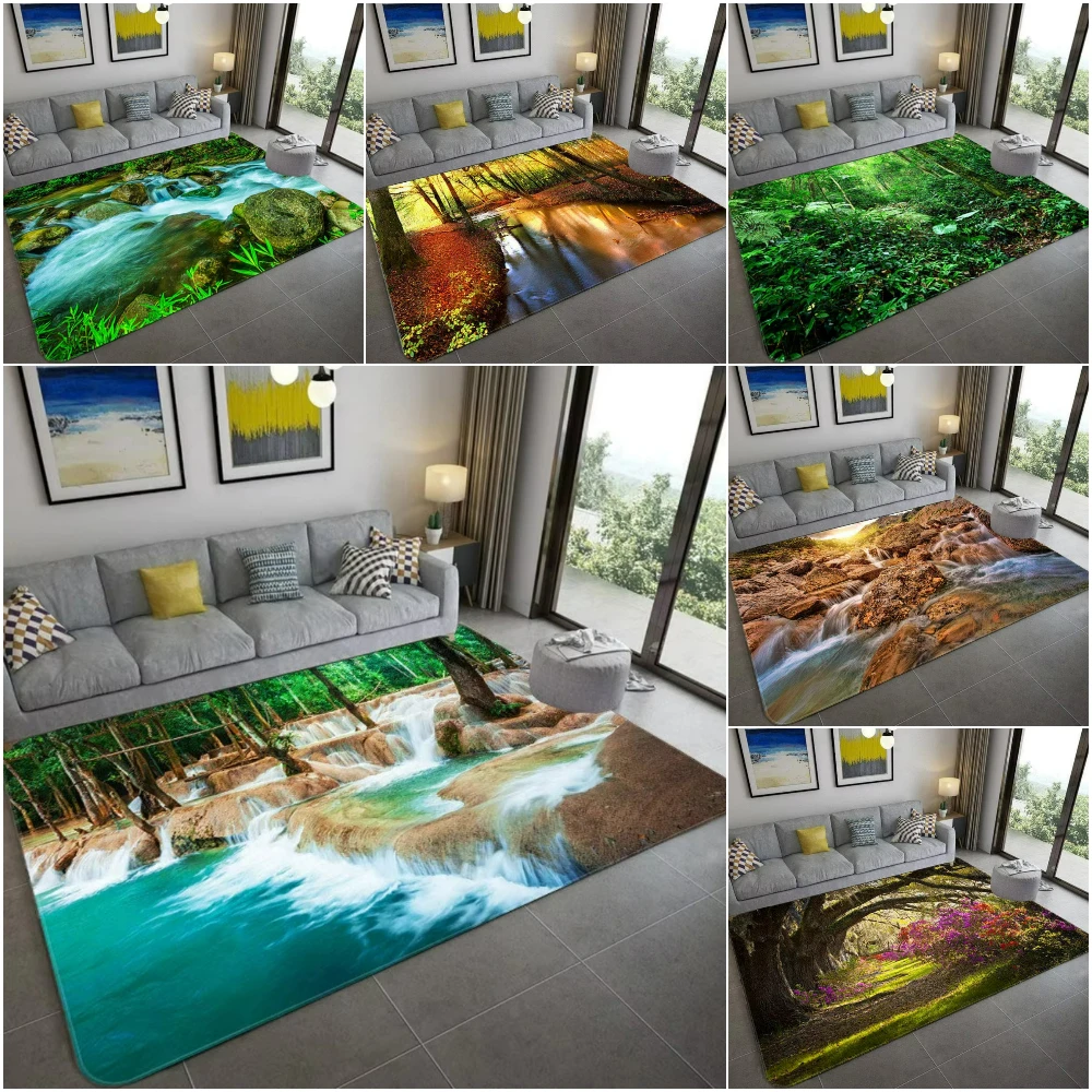 Home Bathroom Ideas - Nature Inspired 3D Scenery Carpet Soft