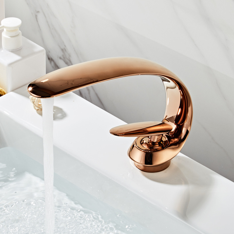 Basin Mixer Tap - Rose Gold Bathroom Faucet Black Bathroom