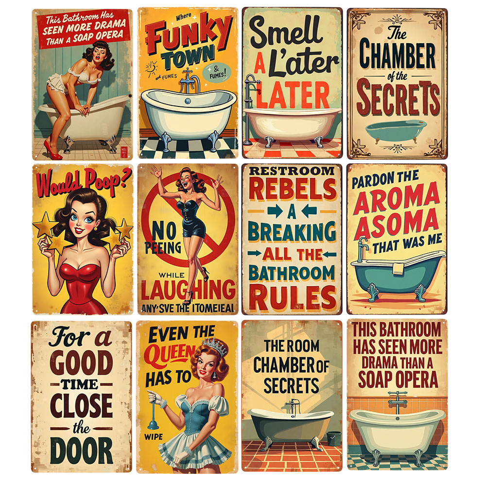Funny Bathroom Rules Vintage M - Home Bathroom Ideas 评论和价格