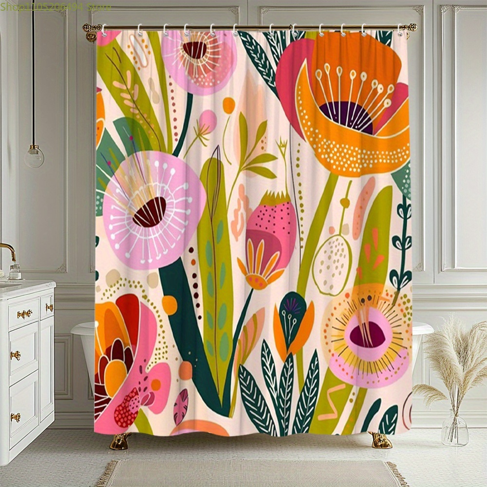 Vibrant Floral Pattern Shower  - Home Bathroom Ideas 评论和价格