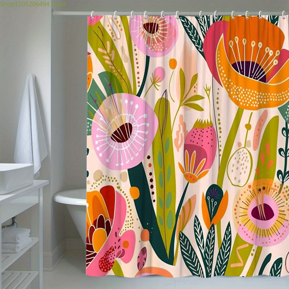 Vibrant Floral Pattern Shower  - Home Bathroom Ideas 评论和价格