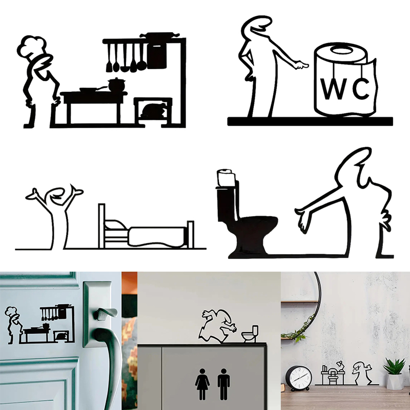 .1pc La Linea Minimalist Line  - Home Bathroom Door Signs 评论和价格
