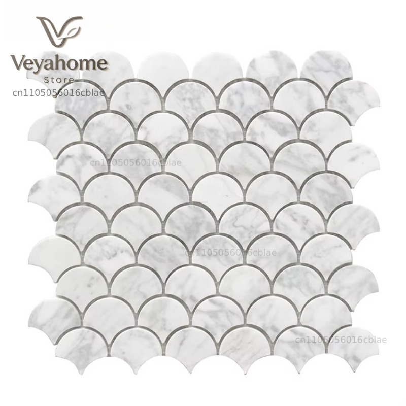 Fish Scale Scalloped Marble Mo - Home Bathroom Tiles 评论和价格