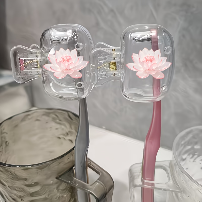 Beautiful Lotus 2pcs Toothbrus - Toothbrush Holder Set 评论和价格