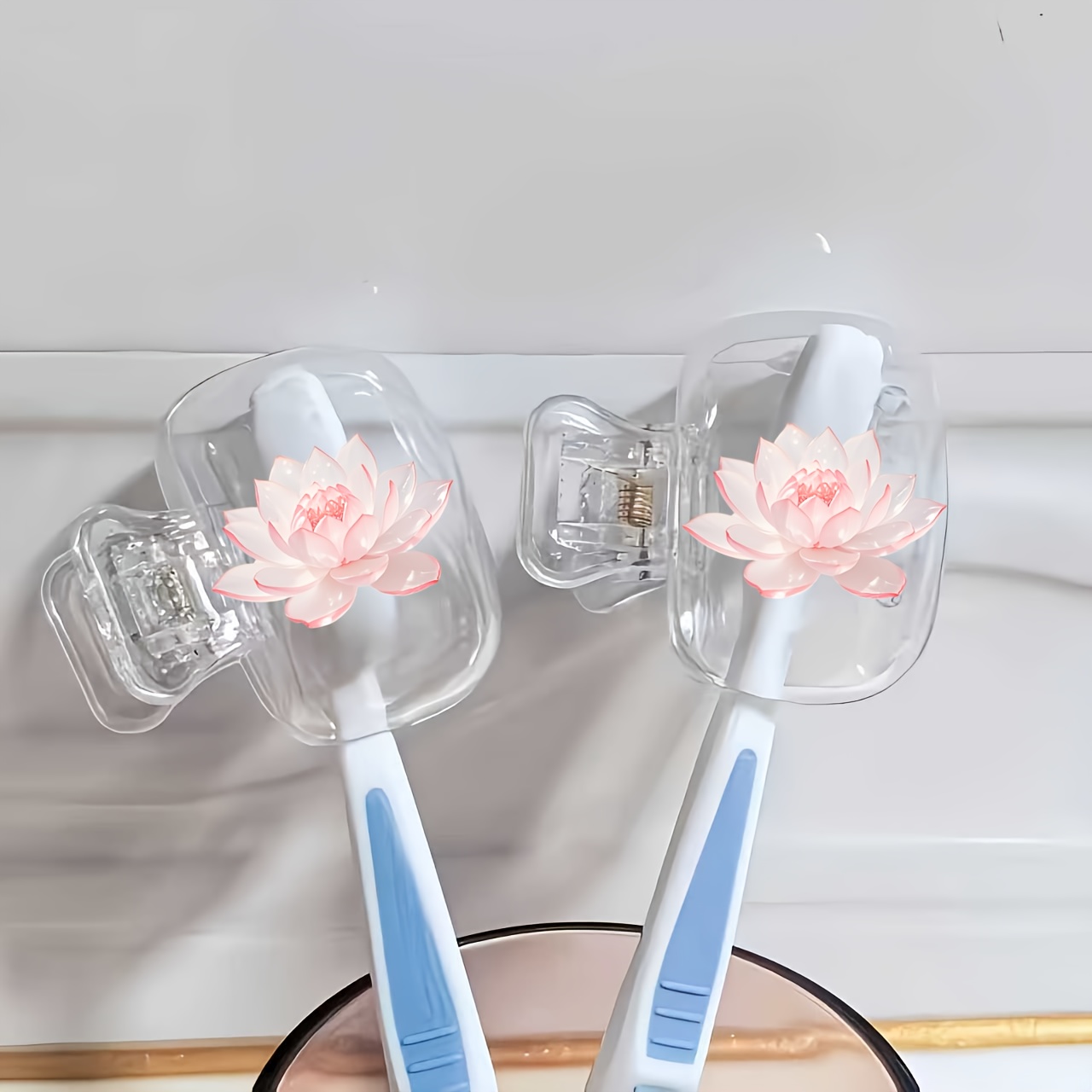 Beautiful Lotus 2pcs Toothbrus - Toothbrush Holder Set 评论和价格