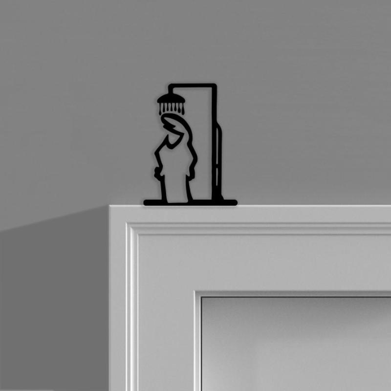 1PCS Minimalist Line Metal Bat - Home Bathroom Door Signs 评论和价格