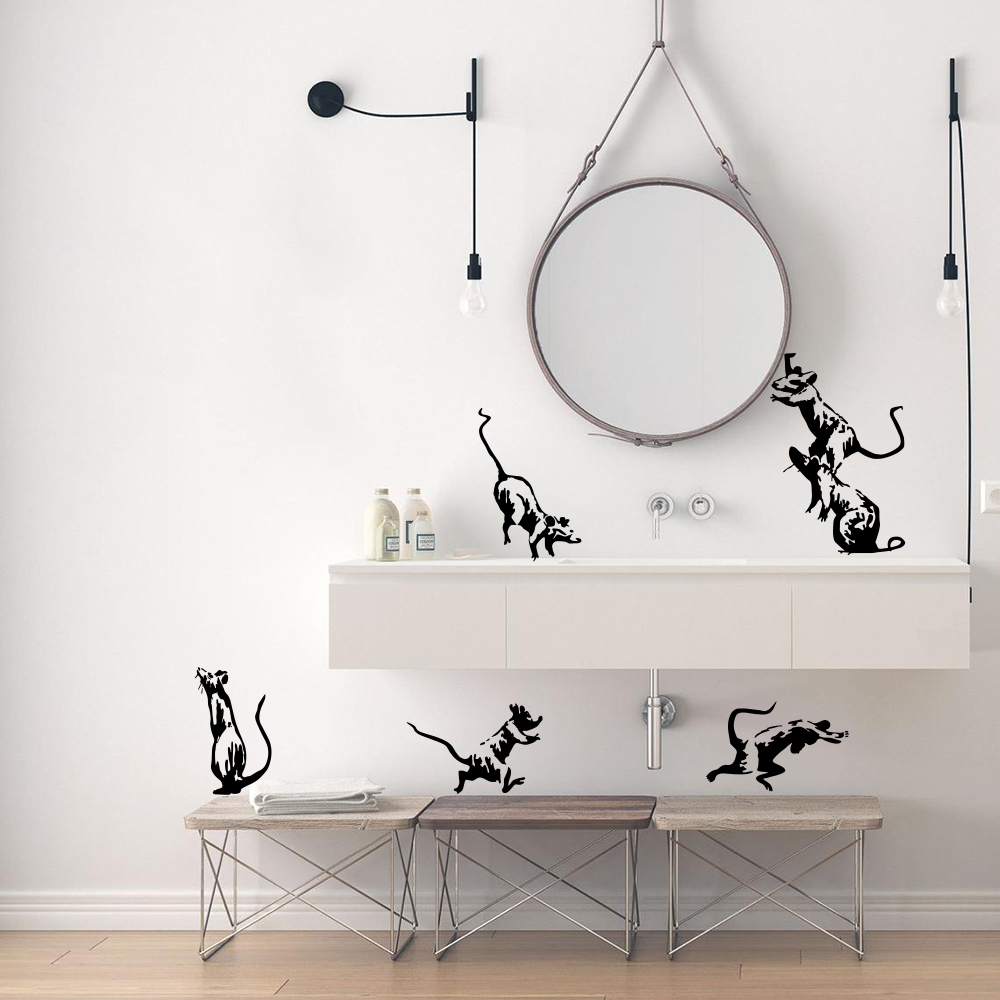 5Pcs Banksy Toilet Rats Wall S - Home Bathroom Tiles 评论和价格