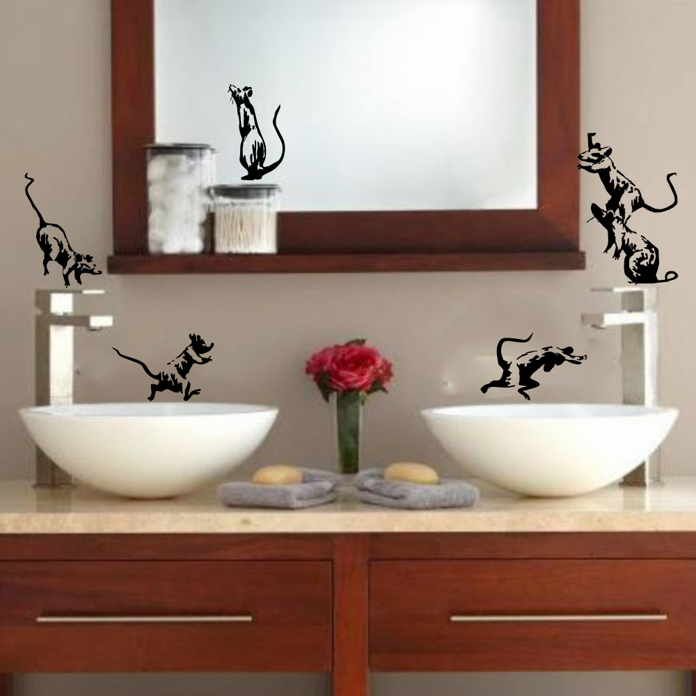 5Pcs Banksy Toilet Rats Wall S - Home Bathroom Tiles 评论和价格