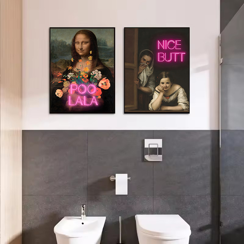 Funny Bathroom Toilet Mona Lis - Home Bathroom Wear 评论和价格
