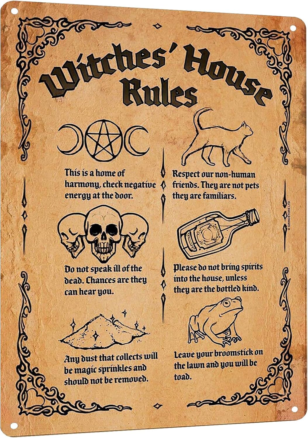 Y1, Witch;s House Rules Metal  - Home Bathroom Door Signs 评论和价格
