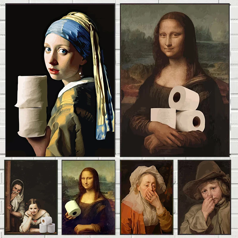 Funny Mona Lisa Wearing Pearls - Home Bathroom Wear 评论和价格