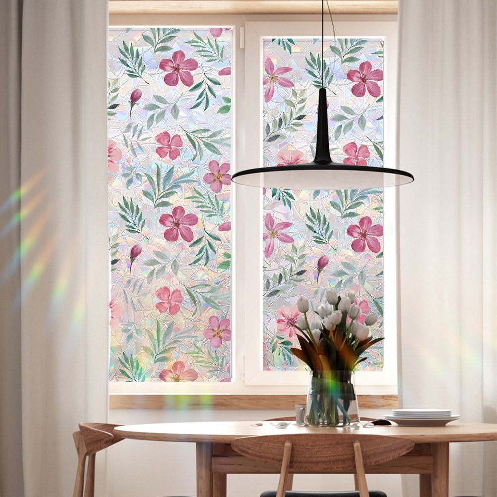 Colorful Floral Window Film Su - Home Bathroom Partition Wall 评论和价格