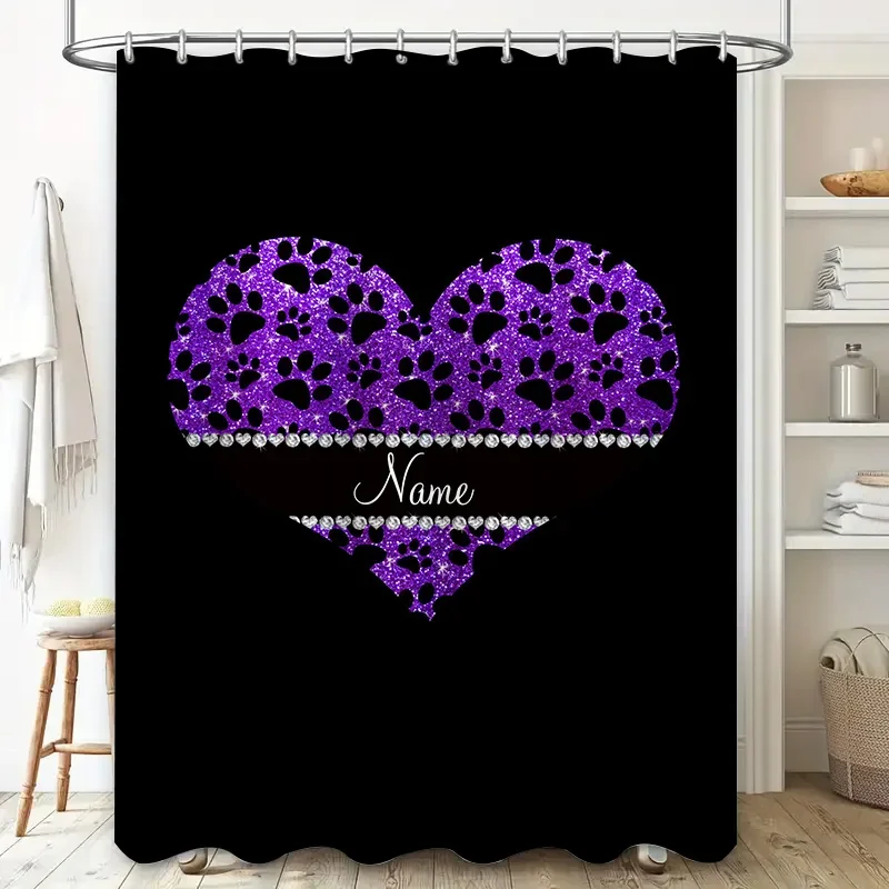 Purple Heart Shower Curtain Cu - Home Bathroom Name 评论和价格