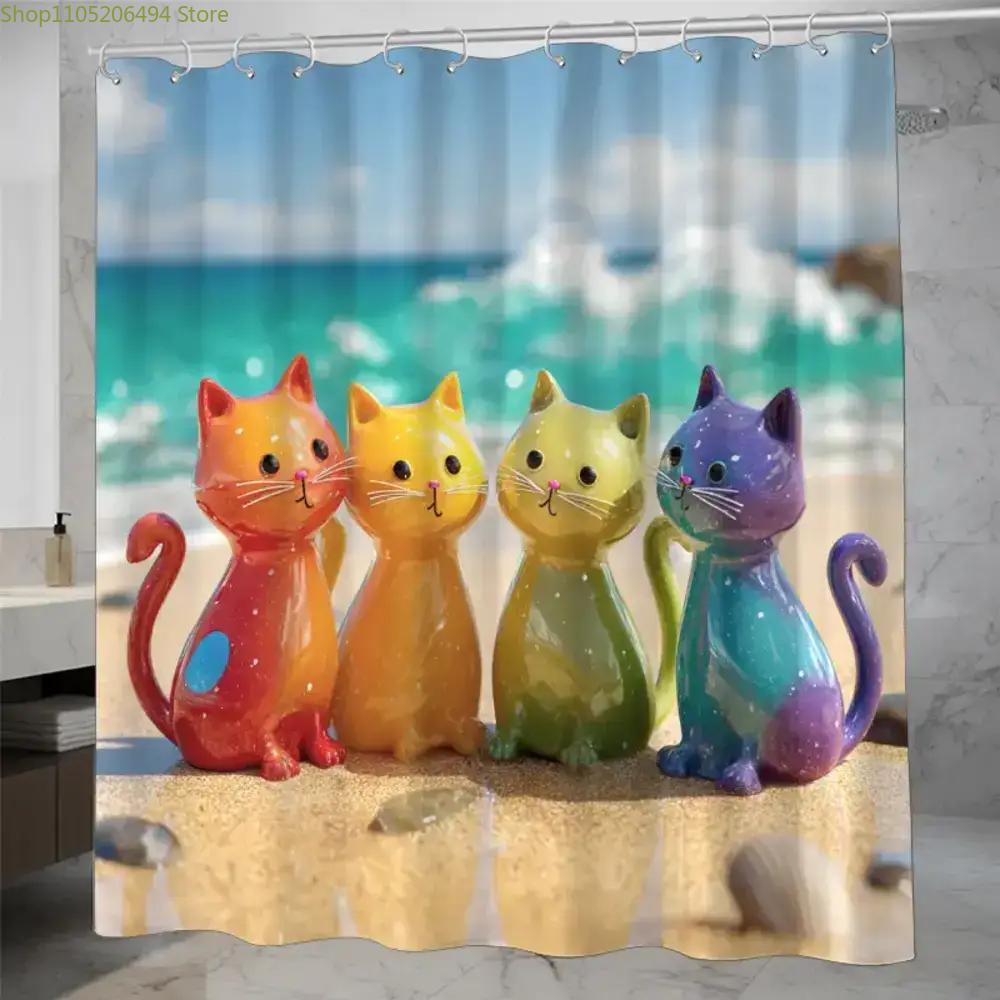 Colorful Rainbow Cats Shower C - Home Bathroom Ideas 评论和价格