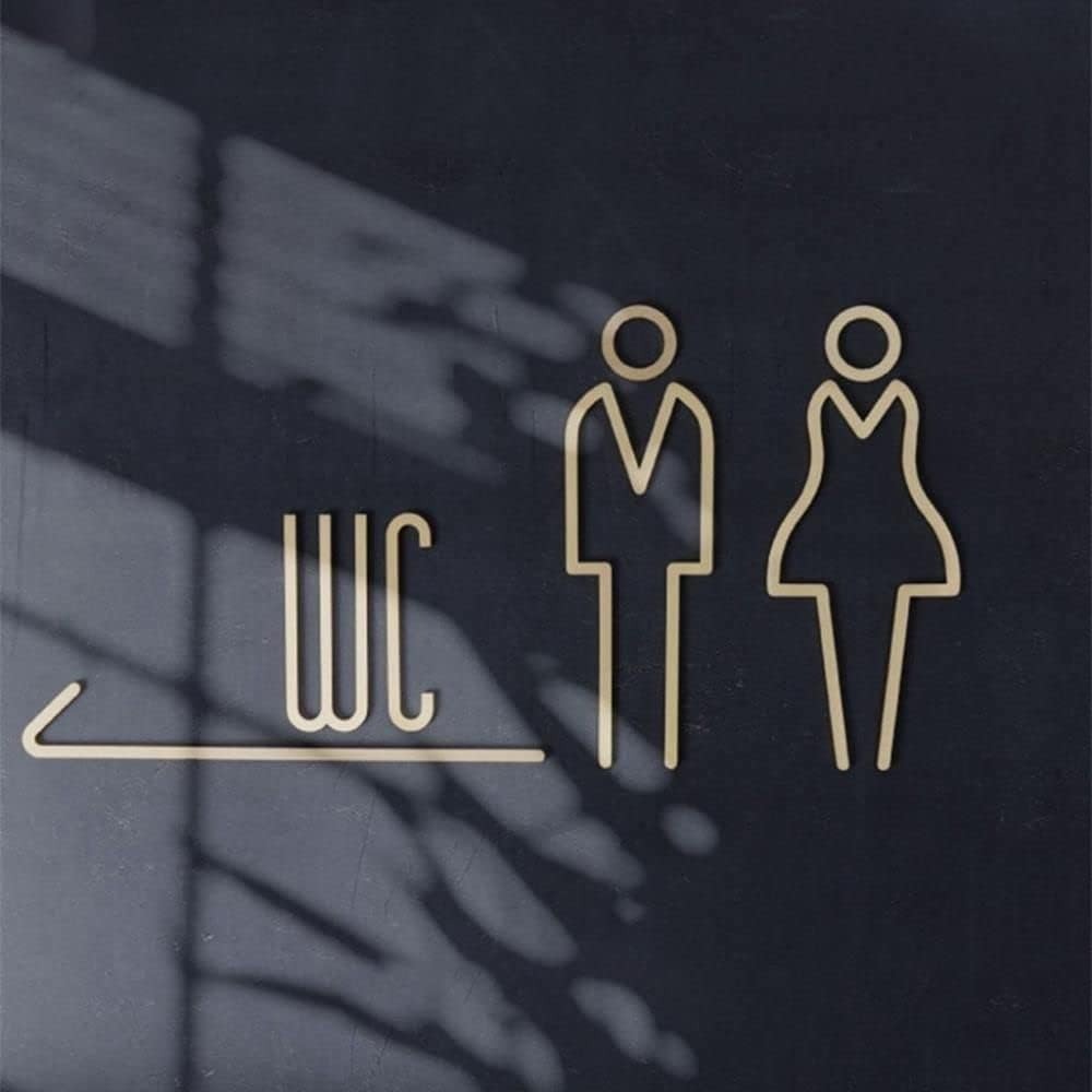 Self Adhesive Brass WC Sign Re - Home Bathroom Door Signs 评论和价格