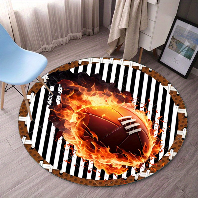 Flaming Football Round Rug for - Home Bathroom Ideas 评论和价格