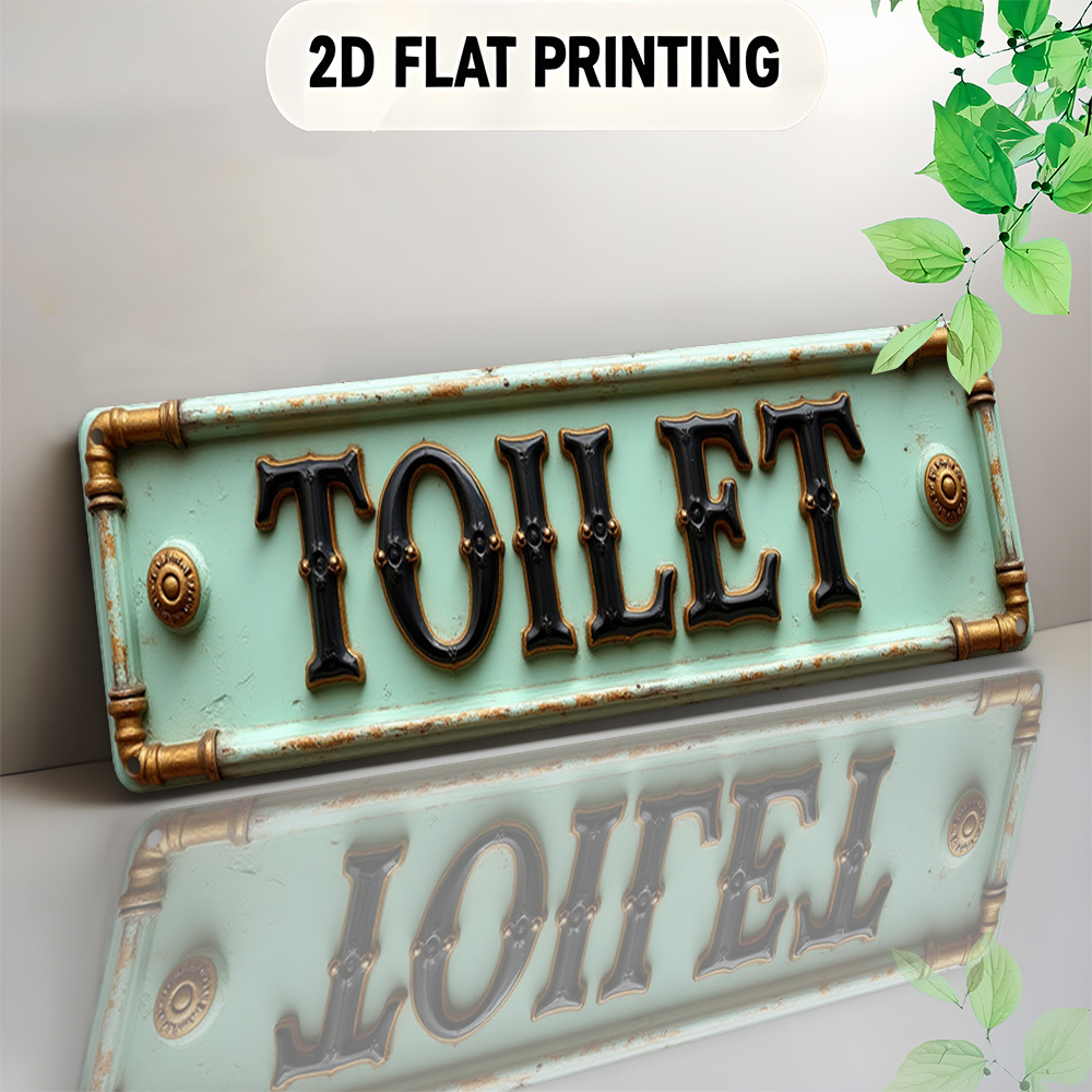 2D Flat, Vintage Toilet Sign - - Home Bathroom Decor 评论和价格