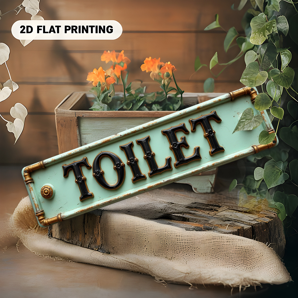 2D Flat, Vintage Toilet Sign - - Home Bathroom Decor 评论和价格