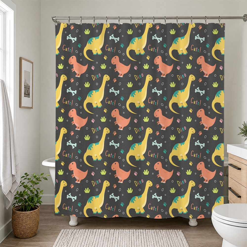 Waterproof Cute Dinosaur Showe - Home Bathroom Ideas 评论和价格