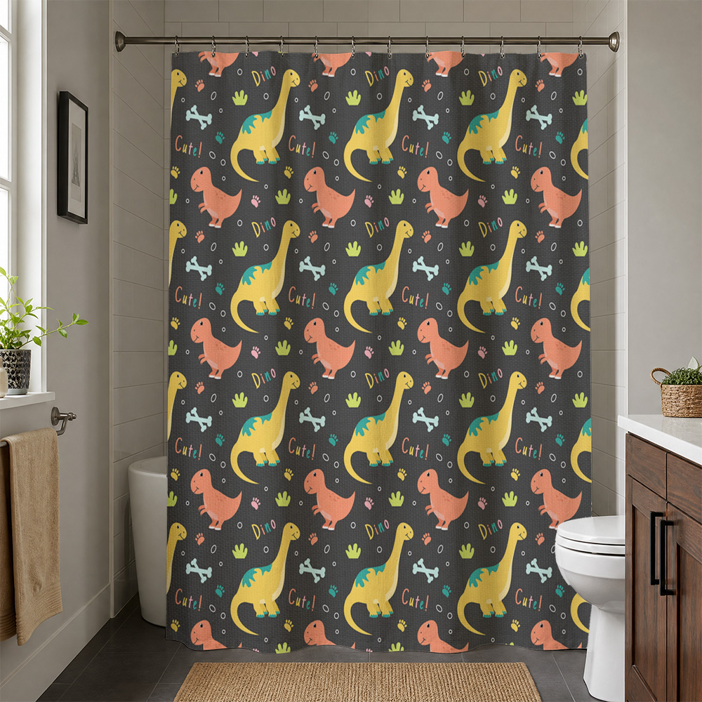 Waterproof Cute Dinosaur Showe - Home Bathroom Ideas 评论和价格