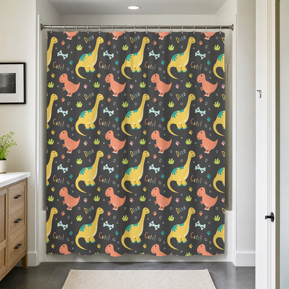 Waterproof Cute Dinosaur Showe - Home Bathroom Ideas 评论和价格