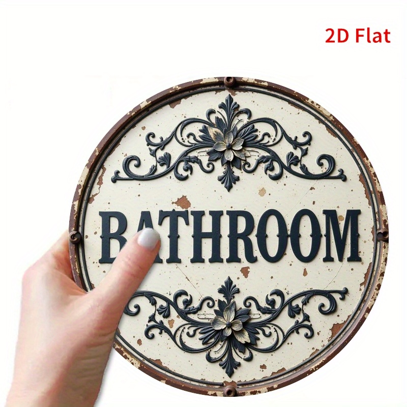 2D Flat, 1pc Vintage Round Met - Home Bathroom Name 评论和价格